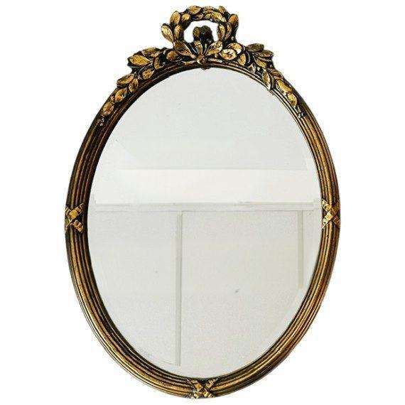 Mid-Century Hollywood Regency Oval Baroque Mirror with Leaf Decoration, 1960s For Sale - Image 9 of 9