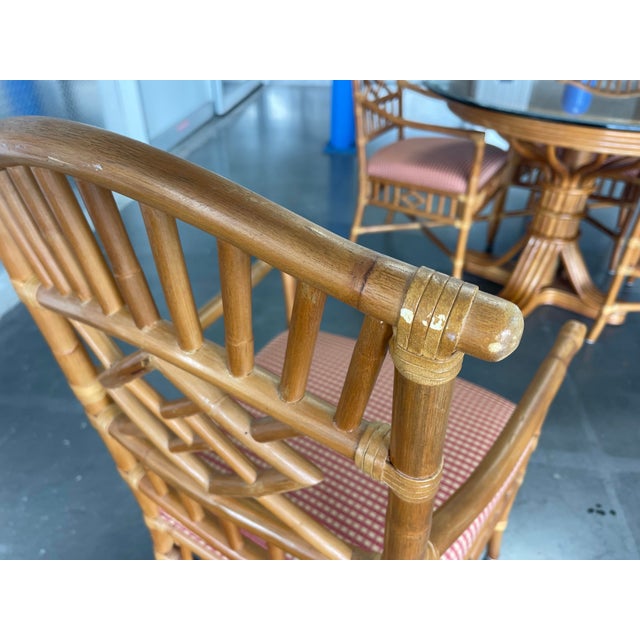 Lexington Fretwork Rattan Dining Chairs- Set of 4 | Palm Beach Regency For Sale - Image 9 of 12