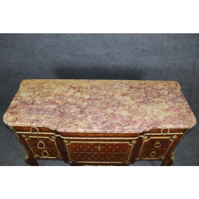 French Louis XV Style Inlaid and Bronze Commode After Roger Vandercruse Lacroix For Sale In Philadelphia - Image 6 of 12