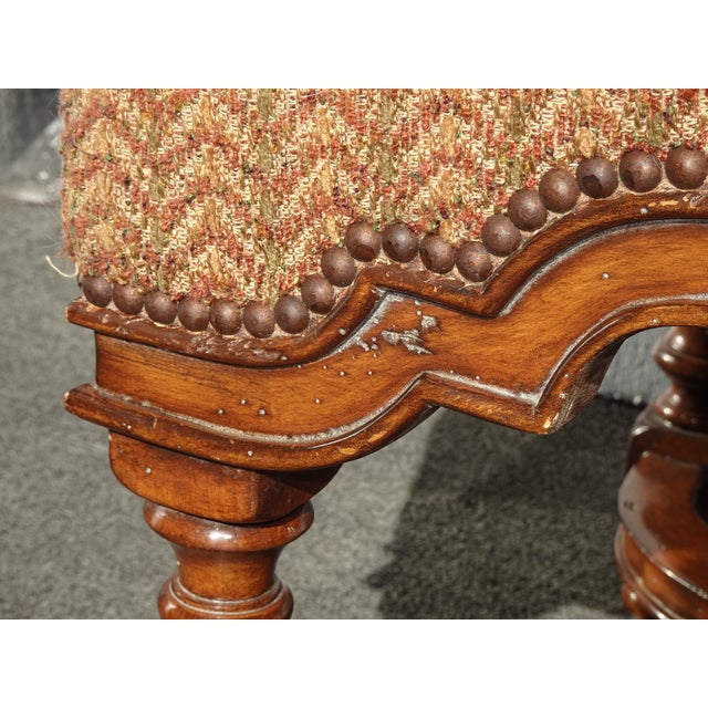 Pair Vintage Marge Carson French Country Styl Brown Ottomans W Decorative Nails For Sale - Image 14 of 18