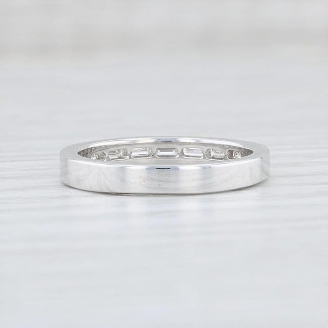 0.70ctw Baguette Diamond Wedding Band 18k White Gold Size 7 Ring For Sale - Image 4 of 7