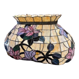 Vintage Floral Slag Glass Chandelier For Sale