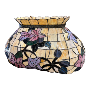 Vintage Floral Slag Glass Chandelier