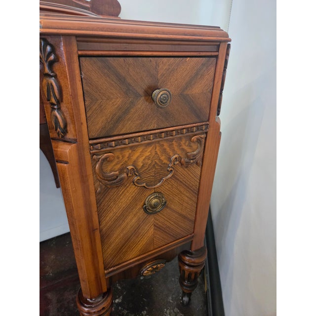 1920s Antique 1920s Victorian Spanish Revival Vanity Walnut For Sale - Image 5 of 12