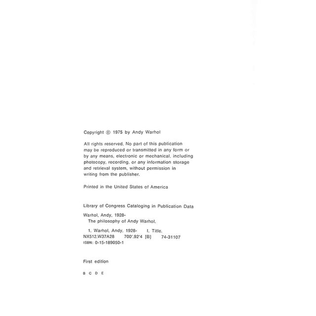 "The Philosophy of Andy Warhol (From a to B & Back Again)" 1975 (Inscribed) For Sale In New York - Image 6 of 7