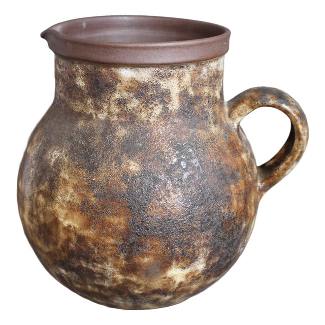 Large Vintage French Stoneware Decorative Pitcher by Alexandre Kostanda, 1960s For Sale