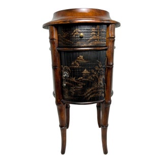 Ethan Allen Faux Bamboo Chinoiserie Round Accent Table For Sale