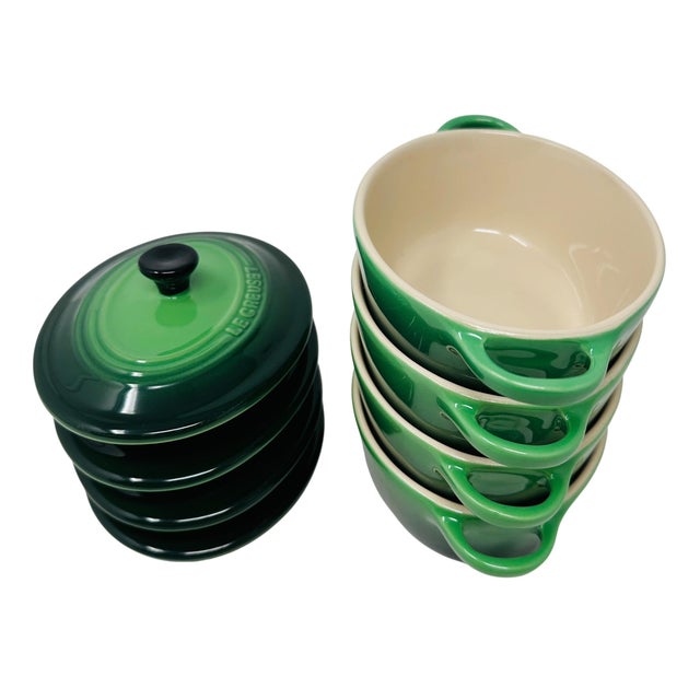 Ceramic Le Creuset 12oz Petite Oval Casseroles in Bamboo Green - Set of 4 For Sale - Image 7 of 11