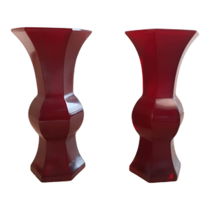 A Pair of Chinese, Ruby Red, Peking Glass Gu
