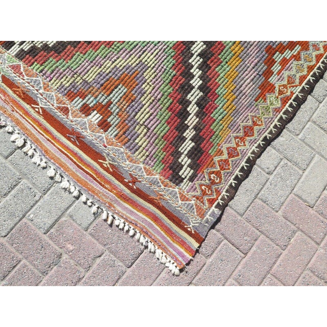 Timeless Handmade Embroidered Nomadic Kilim - 80"x135" For Sale - Image 10 of 12
