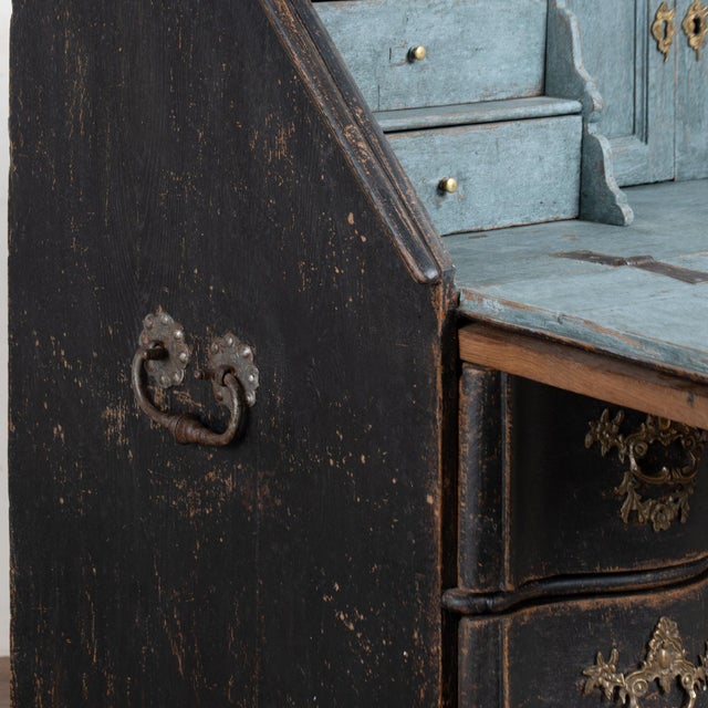 Black Late 18th Century Danish Black Oak Secretary Bureau For Sale - Image 8 of 15