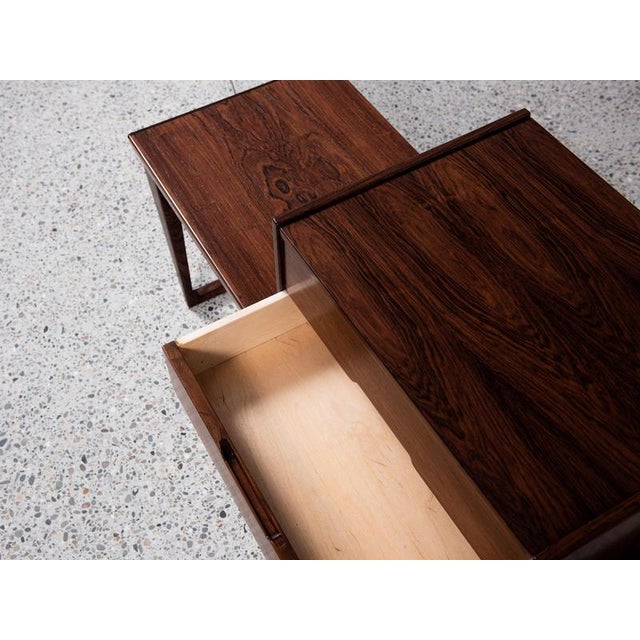 Wood Mid-Century Modern Danish Mirror with Bench and Container in Rosewood by Aksel Kjersgaard 1960s, Set of 3 For Sale - Image 7 of 17