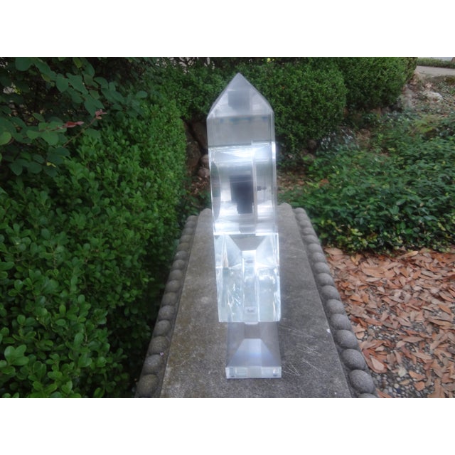 Mid Century Modern Neoclassical Style Acrylic Clock For Sale - Image 9 of 12
