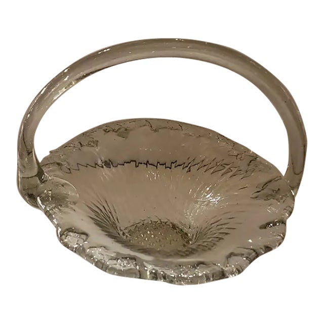 Vintage Glass Handled "Basket Look" Bowl For Sale