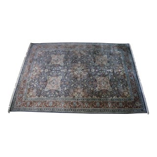 Vintage Indian Wool Handwoven Geometric Floral Medallion Area Rug Carpet 9 X 13' For Sale