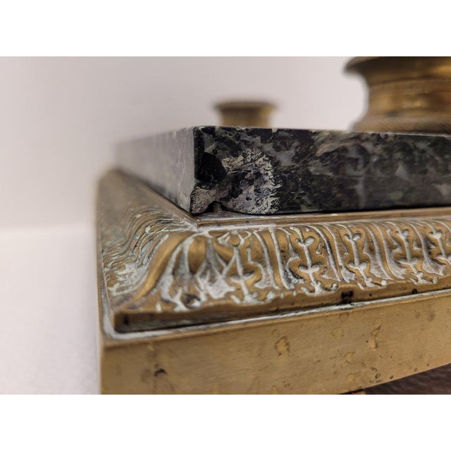 Stone Napoleon III Desktop Set in Marble and Bronze, France, 1800s For Sale - Image 7 of 18