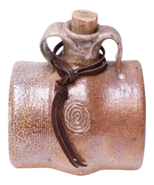 Studio Pottery Barrel / Whiskey Nip With Cork Signed "Pollack 73"