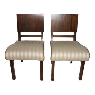 Pair of Biedermeier Walnut Side End Chairs, 19th Century For Sale