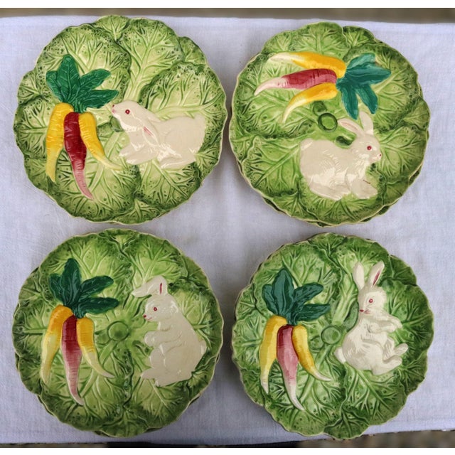 Adorable bunny and multi-colored carrot design on bed of cabbage leaves. I love the colors and the cute bunny faces.