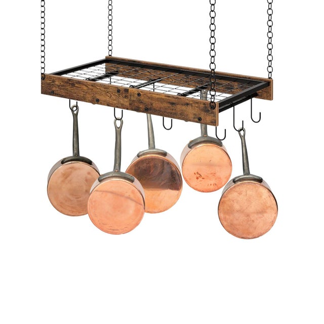 French Provincial Graduated Set of Antique French Copper Saucepans with Iron Handles For Sale - Image 3 of 4