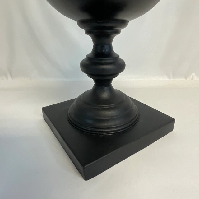Mid-Century Art Deco Large Scale Black Metal Obelisk With Orb Globe For Sale - Image 9 of 10