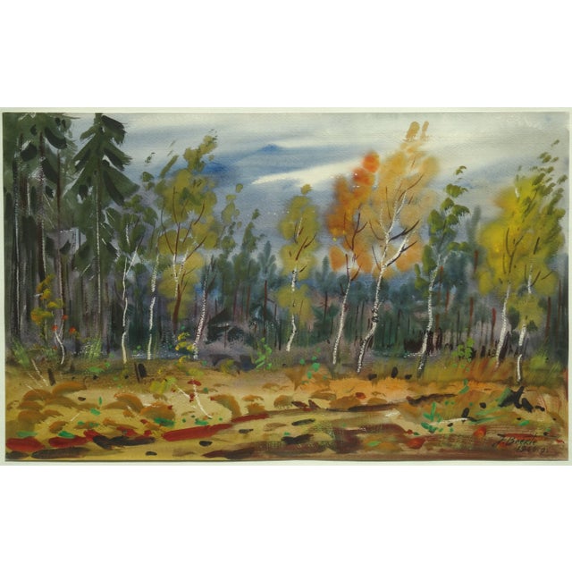 Modern Janis Brekte, Autumn Landscape, 1966, Watercolor on Paper For Sale - Image 3 of 4