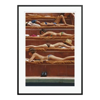 Sunbathing in Capri 1974 by Slim Aarons Black Framed C-Print For Sale