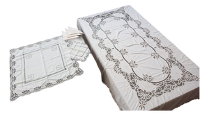 Antique Embroidered Tablecloth, 1890, Set of 6