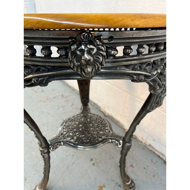 Metal Antique Victorian Britannia Cast Iron Pub Table For Sale - Image 7 of 8