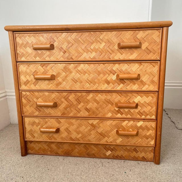 Mid-Century Rattan Cane Chest of Drawers with Lattice Cane Finish For Sale - Image 14 of 14