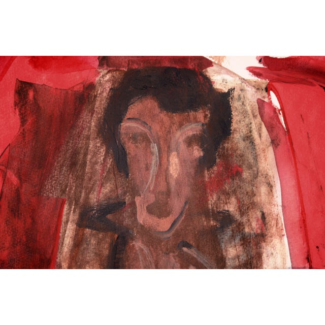 1980s "Locked Out" - A Face and a Figure in Acrylic on Paper by Ricardo De Silva For Sale - Image 5 of 10