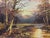 Vintage Autumn Woodland Landscape Oil Painting in Wood Frame 8 X 10” For Sale - Image 4 of 7