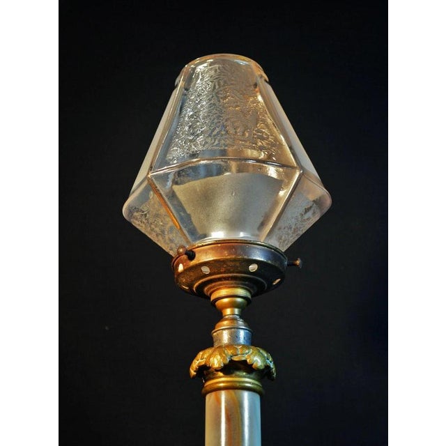 Antique Onyx, Bronze & Etched Glass Column Table Lamp, 1920 For Sale - Image 13 of 14
