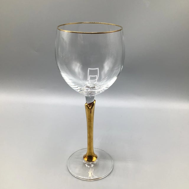 1970s Versailles Gold Stem Wine Glasses With Gold Rim by Colony - Set of 11 For Sale - Image 5 of 13