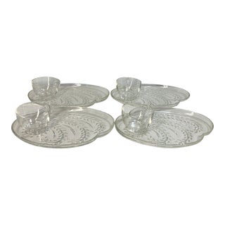 Vintage Federal Glass Homestead Hospitality Snack Set - Service for 4 - 8 pcs For Sale