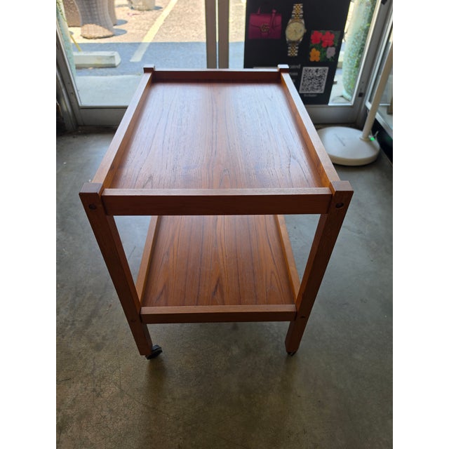 Mid-Century Modern Danish Teak Rolling Bar Cart / Tea Trolley For Sale - Image 14 of 16