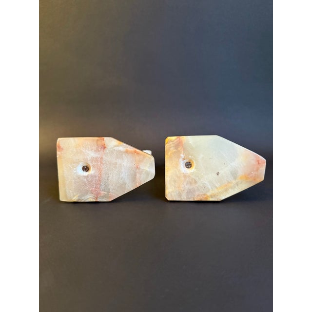 Pair of Vintage White Onyx Stone Horse Bookends For Sale - Image 9 of 10