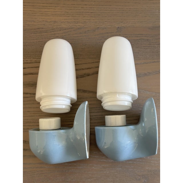 Glass Model 6067 Sconces in Ceramic by Wilhelm Wagenfeld for Lindner, 1958, Set of 2 For Sale - Image 7 of 15