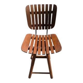 Mid Century Modern Italian Arthur Umanoff Style Wood Slat Counter Stool in Oak For Sale