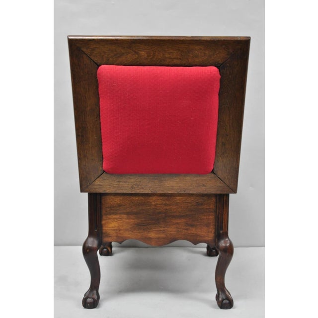Antique Flip Top Georgian Chippendale Style Mahogany Shoe Shine Box Footstool For Sale - Image 17 of 18