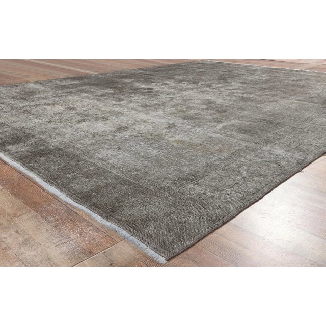 Textile Mid 20th Century Vintage Distressed Gray Rug - 08'09 X 11'04 For Sale - Image 7 of 10