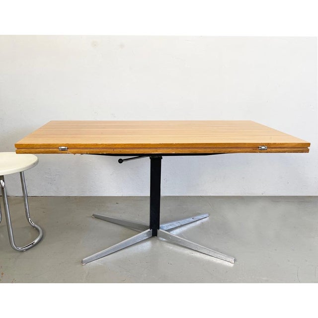 1960s Mid-Century Adjustable Dining or Coffee Table in Nutwood Veneer and Chrome by Wilhelm Renz, 1975 For Sale - Image 5 of 17