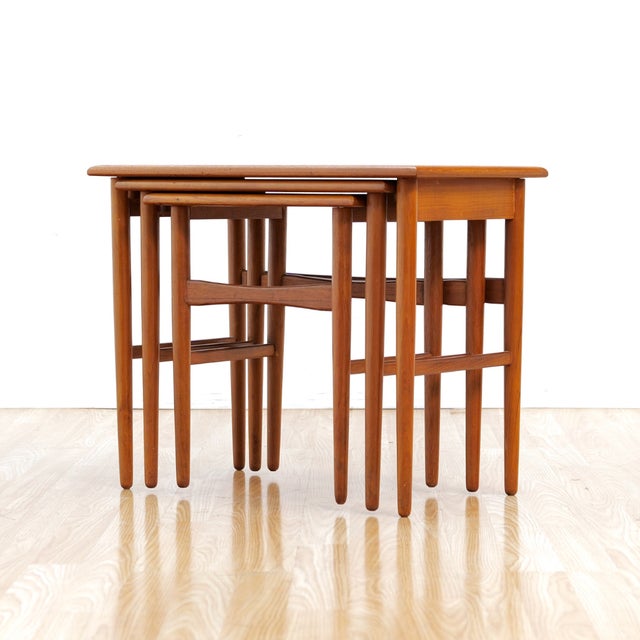1960s Danish Modern Teak Nesting Tables For Sale - Image 4 of 10