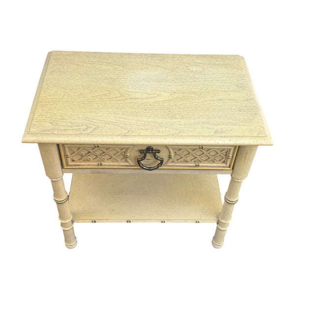 Thomasville Late 20th Century Faux Bamboo Chinoiserie End Table / Night Stand For Sale - Image 4 of 17