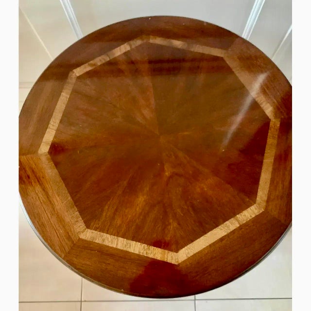 Altavista Lane Late 20th Century Altavista Lane Mahogany Round Accent End Table – Traditional Style With Brass Pulls For Sale - Image 4 of 7