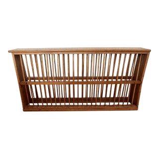 Antique English Pine Edwardian Plate Rack for 50 Dishes For Sale