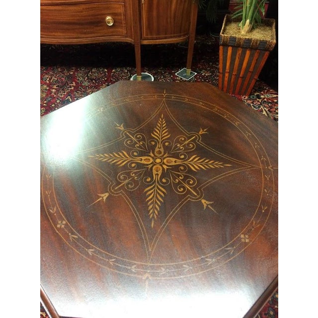 Wood Inlaid Center Table, Antique Center Table For Sale - Image 7 of 8