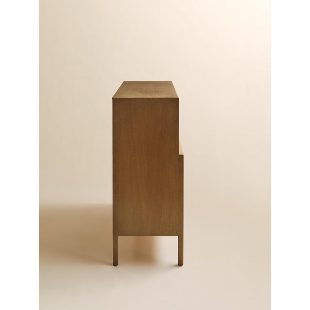 1950s The Vintage Mount Airy 1950s MCM Highboy Dresser With Original Brass and Enamel Inlay Hardware For Sale - Image 5 of 12