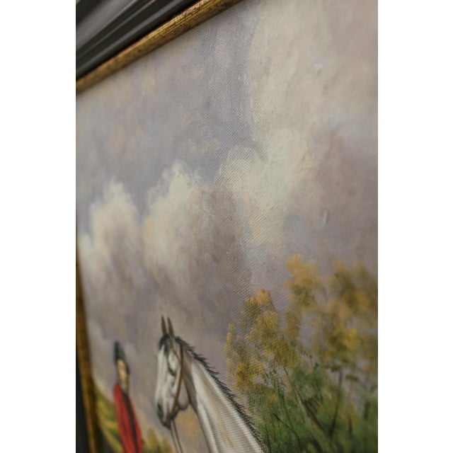 Paint Man & Horse Framed Oil Painting on Canvas For Sale - Image 7 of 9