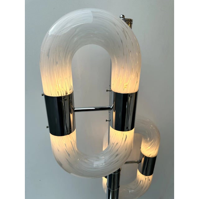 Mazzega Murano Metal Chain Floor Lamp Murano Glass by Aldo Nason for Mazzega, Italy, 1970s For Sale - Image 4 of 12